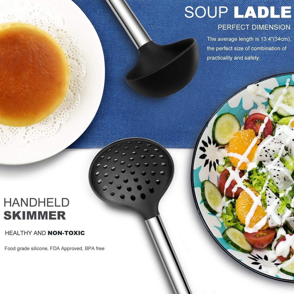 Skiennix Kitchen Utensil Set - 33 Silicone Cooking Gadgets for Nonstick Cookware | Durable Spatula & Spoon Collection