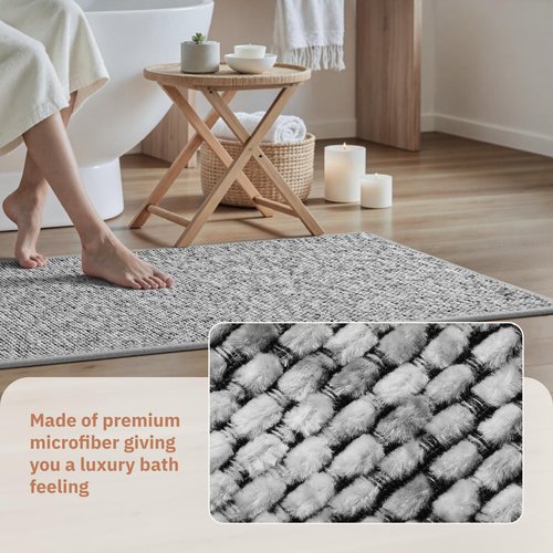 PADOOR Thin Bath Mats, Braided Bath Mats for Bathroom, No-Slip Rubber Backed Bath Rugs, Machine Washable & Quick Dry Absorbent Bathroom Mat (17"x28", Grey)
