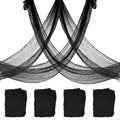 4 Pack Halloween Creepy Cloth Decorations, 30X72 Inch Black Scary Halloween Gauze Cloths, Spooky Cloth for Haunted House, Outdoor Patio, Garden, Halloween Indoor Wall Windows Black Cheesecloth Decor