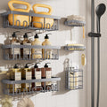 Veken Shower Caddy - 6-Pack Rustproof Waterproof Adhesive Shelves | Large Capacity Bathroom Organizers - Light Grey