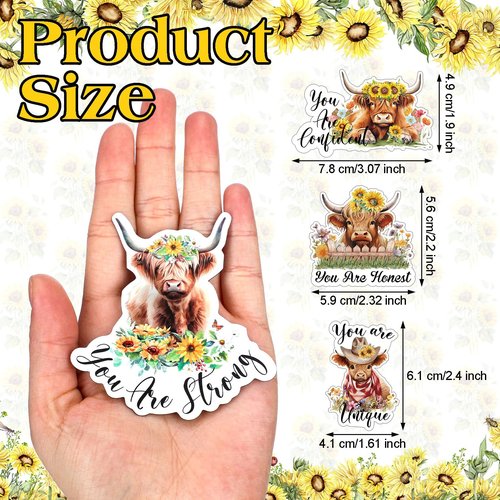 Copkim 16 Pcs Funny Puns Fridge Magnets Reward Refrigerator Magnets Cute Inspirational Magnetic Stickers for Whiteboard Supplies(Highland Cow)
