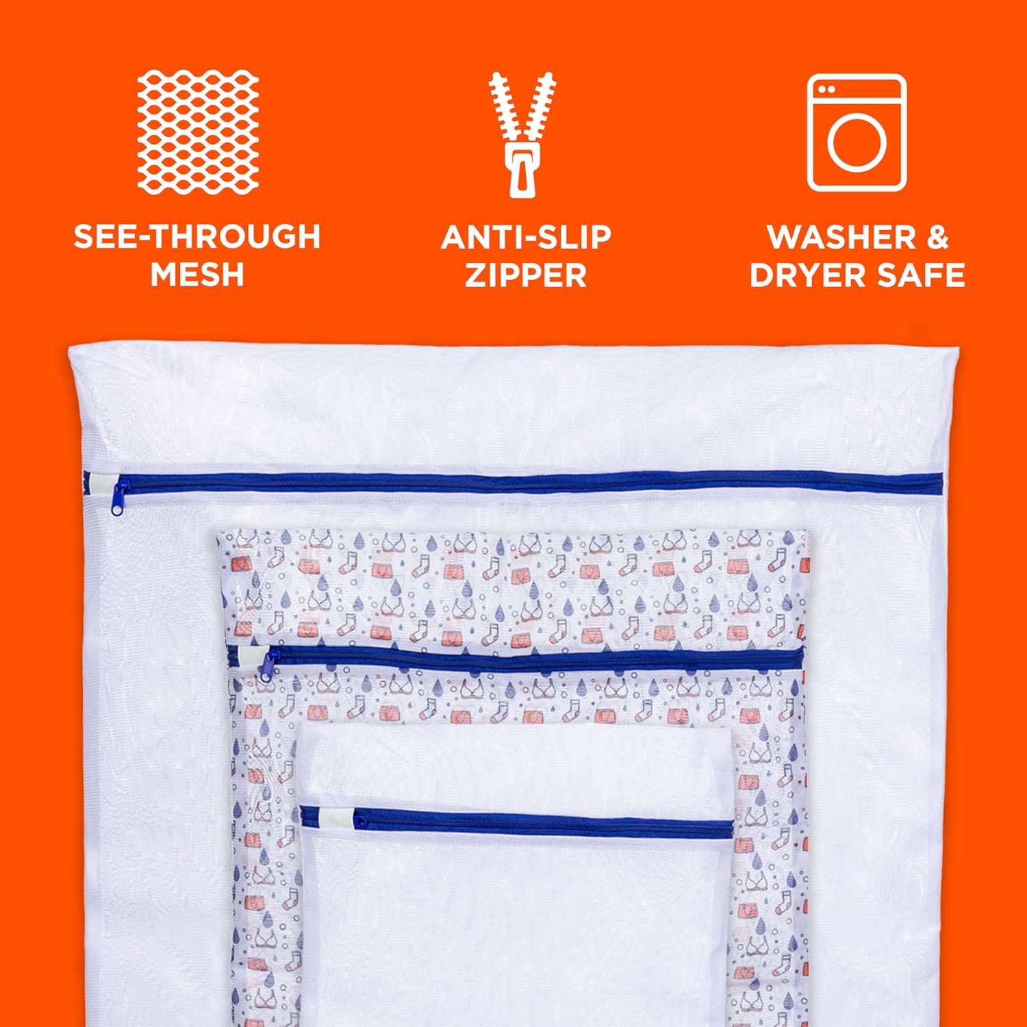 Tide Mesh Wash Bags for Delicate Clothes - 3 Pack (Small, Medium, Large) | Protects from Snagging & Tangling