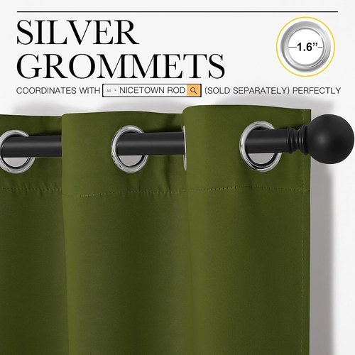 NICETOWN Blackout Curtain Panels - Thermal Insulated Drapes for Christmas | Olive Green, 34x84 Inches (One Pair)