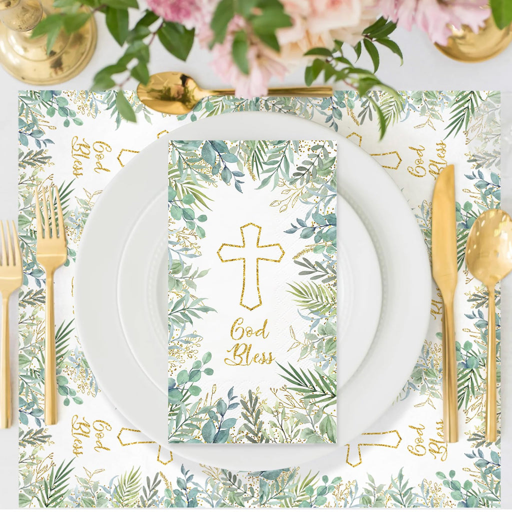 100PCS Greenery Paper Napkins 3 Ply Disposable Hand Towels for Bathroom Green Eucalyptus Leaves Guest Napkins Decorative Dinner Napkins for Wedding Bridal Baby Shower Birthday Spring Party