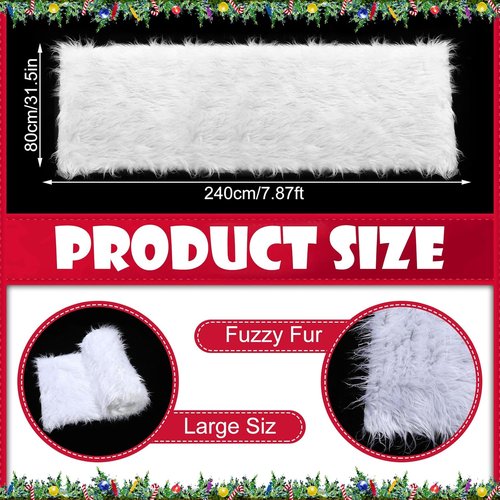 Drydiet Christmas Fake Snow Blanket - Fuzzy Faux Fur 2.6 x 7.9 ft White Decor for Trees & Villages