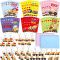 Fancy Land Valentine's Day Cards - 30 Pack Construction Theme with Keychains for Kids' Classroom Gifts