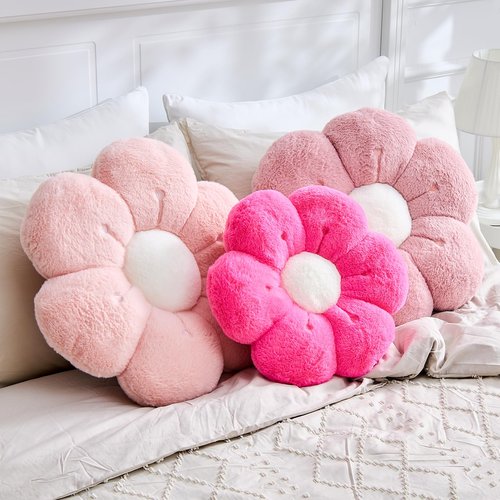 VBGYA Pink Flower Pillow Cute Flower Shaped Decorative Pillow 14.9" Daisy Pillow Aesthetic Home Decor Floral Throw Pillows Floor Seat Cushion for Xmas Bedroom Couch