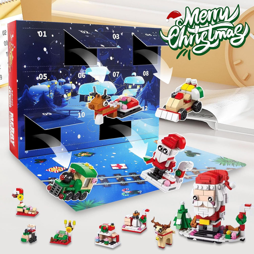 Skiennix Christmas Advent Calendar - 6-in-1 Santa Claus Train Building Blocks | 12 Days Countdown Toy for Kids