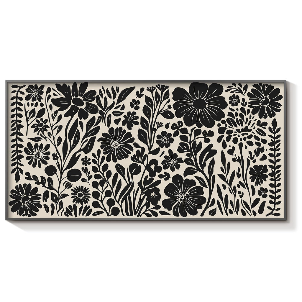 ARPEOTCY Extra Large Framed Wall Art, Black and White Large Wall Art, Abstract Botanical Floral Print Paintings, Modern Minimalist Decor Aesthetic, Boho Art for Living Room Bedroom Office, 20x40Inch