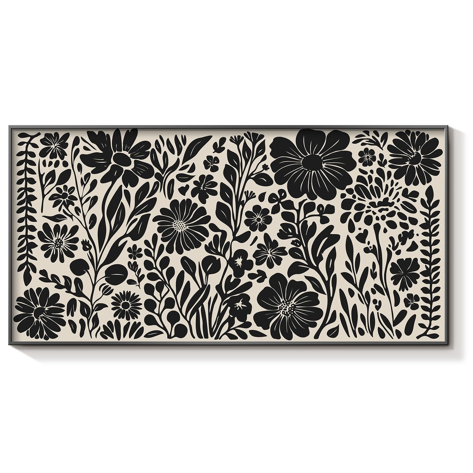 ARPEOTCY Extra Large Framed Wall Art, Black and White Large Wall Art, Abstract Botanical Floral Print Paintings, Modern Minimalist Decor Aesthetic, Boho Art for Living Room Bedroom Office, 20x40Inch
