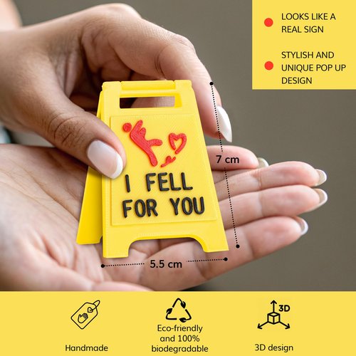 Cute Mini “I Fell for You” Sign – Valentines Day Funny Romantic Gift for Boyfriend, Girlfriend, Anniversary, Valentine’s Day, Christmas | Unique Love Gift for Him or Her | Proposal Decoration