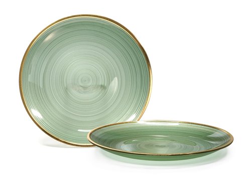 OCCASIONS 120PCS Green Plastic Plates with Gold Rim (60 Guests) - Fancy Disposable Dinnerware Set - 60 x 10" Dinner + 60 x 7" Dessert for Wedding, Party, Christmas - BPA Free (Belize in Green & Gold)