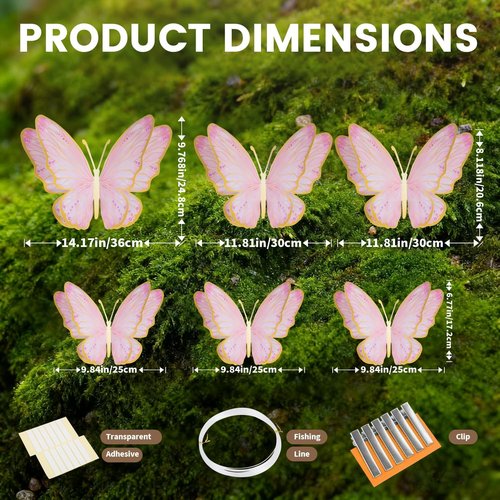 Mverse 3D Butterfly Wall Decor - Gold Paper Butterflies for Baby Showers & Nurseries | Removable Mural Decals (Pink)