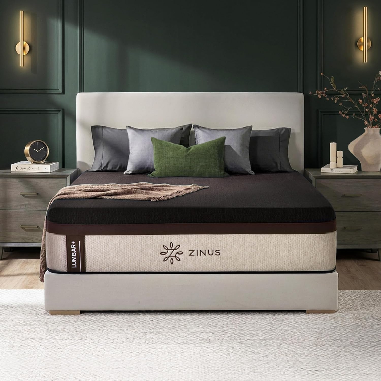 Zinus Lumbar+ 14-Inch Memory Foam Mattress - Premium Lumbar Support & Cooling Gel | Queen Size, Medium Firm