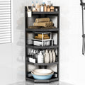 Serxis 5 Tier Standing Corner Shower Caddy,Waterproof and Rust Proof,Adjustable Height,Multi-functional Tiered Storage for Shower Gel,Shampoo,Cosmetics,Kitchen Supplies,Black