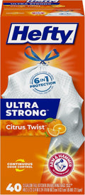 Hefty Ultra Strong Kitchen Trash Bags - Citrus Twist Scent, 13 Gallon, 40 Count