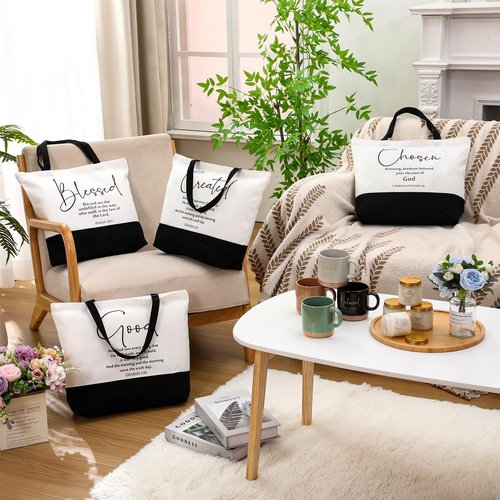 LemonRoad 12 Pcs Inspirational Christian Gift for Women Bulk Included 12oz Ceramics Bible Coffee Mug Large Tote Bag Religious Candle Easter Gift for Mom Godmother Wife Church Teacher Coworker
