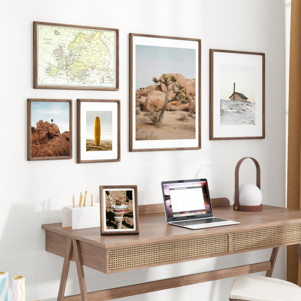 Dreamland 16x20 Picture Frame, USA-Sourced Walnut Wood Photo Frames with HD Tempered Glass, 16 x 20 Wooden Frame Matted to 11 x 14, 16x20 Frames Handcrafted Rounded Corner for Tabletop or Wall Display