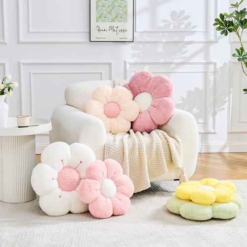 VBGYA Pink Flower Pillow Cute Flower Shaped Decorative Pillow 14.9" Daisy Pillow Aesthetic Home Decor Floral Throw Pillows Floor Seat Cushion for Xmas Bedroom Couch