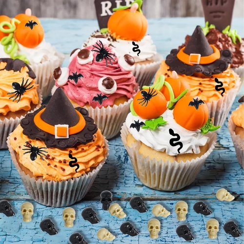 Hiawbon Mini Plastic Skull Heads - Realistic Halloween Figurines for Fairy Garden | Set of 5