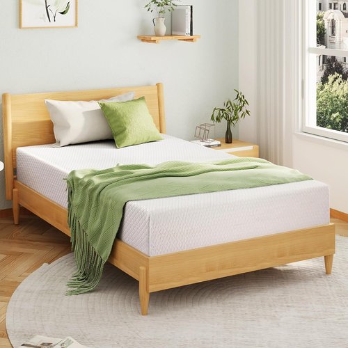 EGOHOME Memory Foam Mattress - 10 Inch Medium Firm Support with Cooling Green Tea Gel | 75''L x 54''W, White