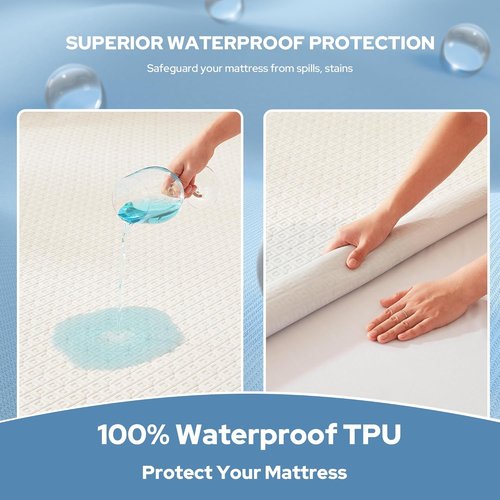 BEDLORE Waterproof Mattress Protector - Noiseless Cover with Stretchable Pockets for 6-15 Inch Mattresses | Soft & Breathable (White)