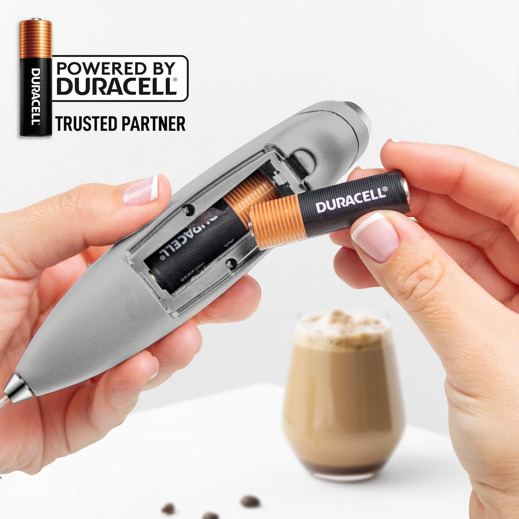 Zulay Kitchen Milk Frother - Powerful Handheld Whisk for Coffee, Lattes & Matcha - Includes 4 Duracell Batteries