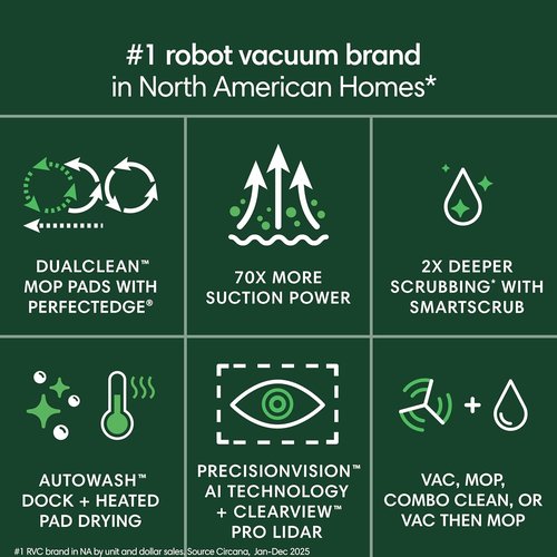 iRobot Roomba Plus 505 Robot Vacuum & Mop - AutoWash Dock, Self-Emptying, LiDAR Navigation, Extending Mop Pads