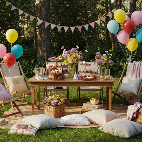RattanView 7 Pcs Wooden Dessert Table Display Set Round Cupcake Tower Stand Rectangular Serving Tray Cookie Cake Macaron Platter for Display Centerpiece Tea Party Baby Shower Wedding Birthday