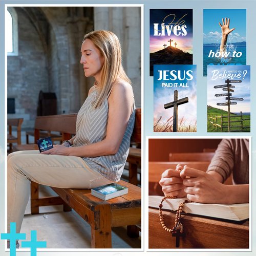 Motiskyy 240 Pcs Gospel Tract Card 12 Styles Plan of Salvation Card Pocket Holy Postcard Christian Inspirational Bible Verse Bookmark for Christian Gift Women Men Ministering Tool (Inspiration)