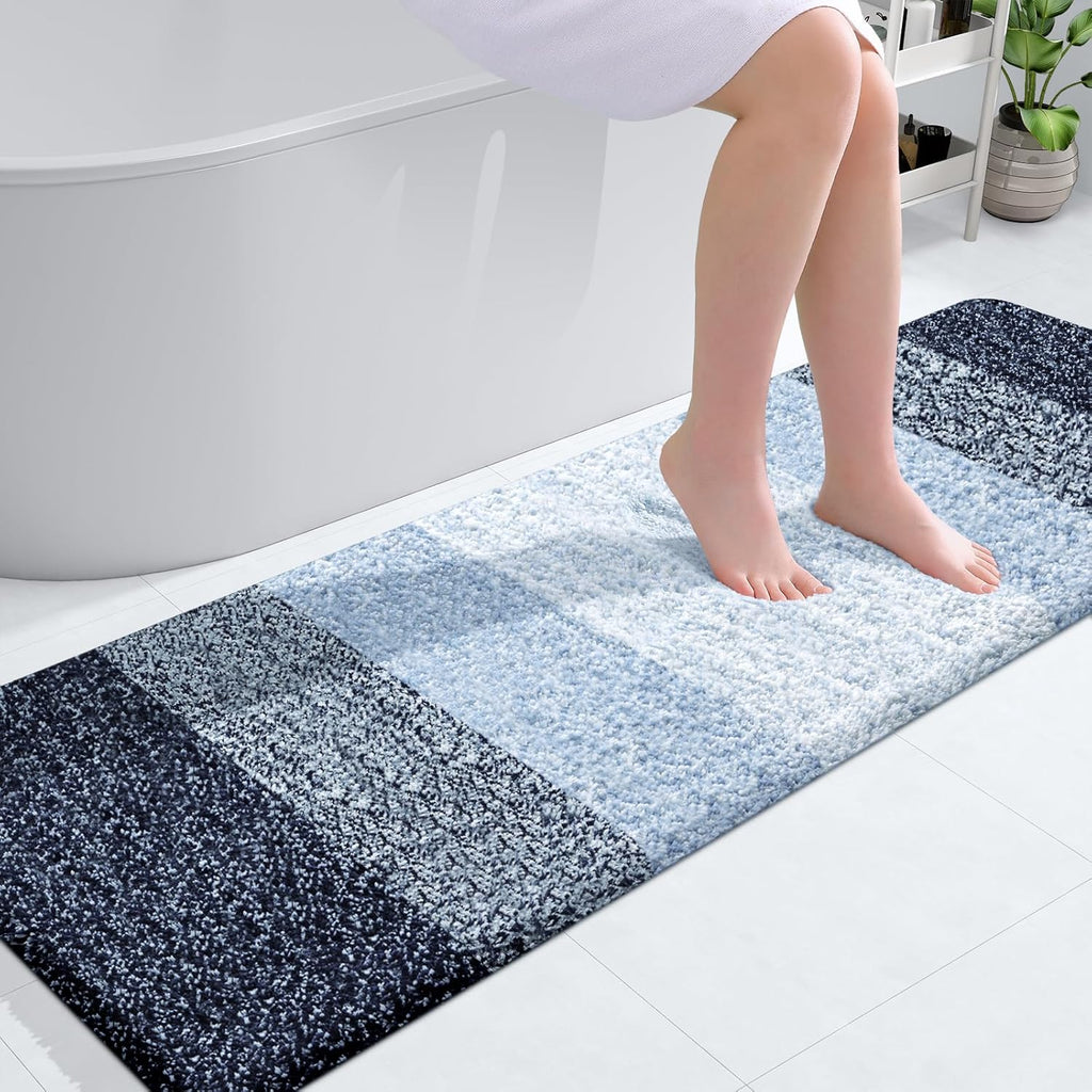 OLANLY Bathroom Runner Rug - Extra Soft, Absorbent Microfiber | 59x20, Quick Dry, Navy Blue