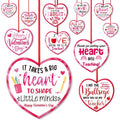 Vercraft 36 Pcs Valentines Day Teacher Appreciation Gift Bulk 12 Ceramic Pink Heart Ornament 12 Red Rope 12 Organza Bag Valentines Daycare Teacher Thank You Gift for Women Kindergarten Preschool Favor
