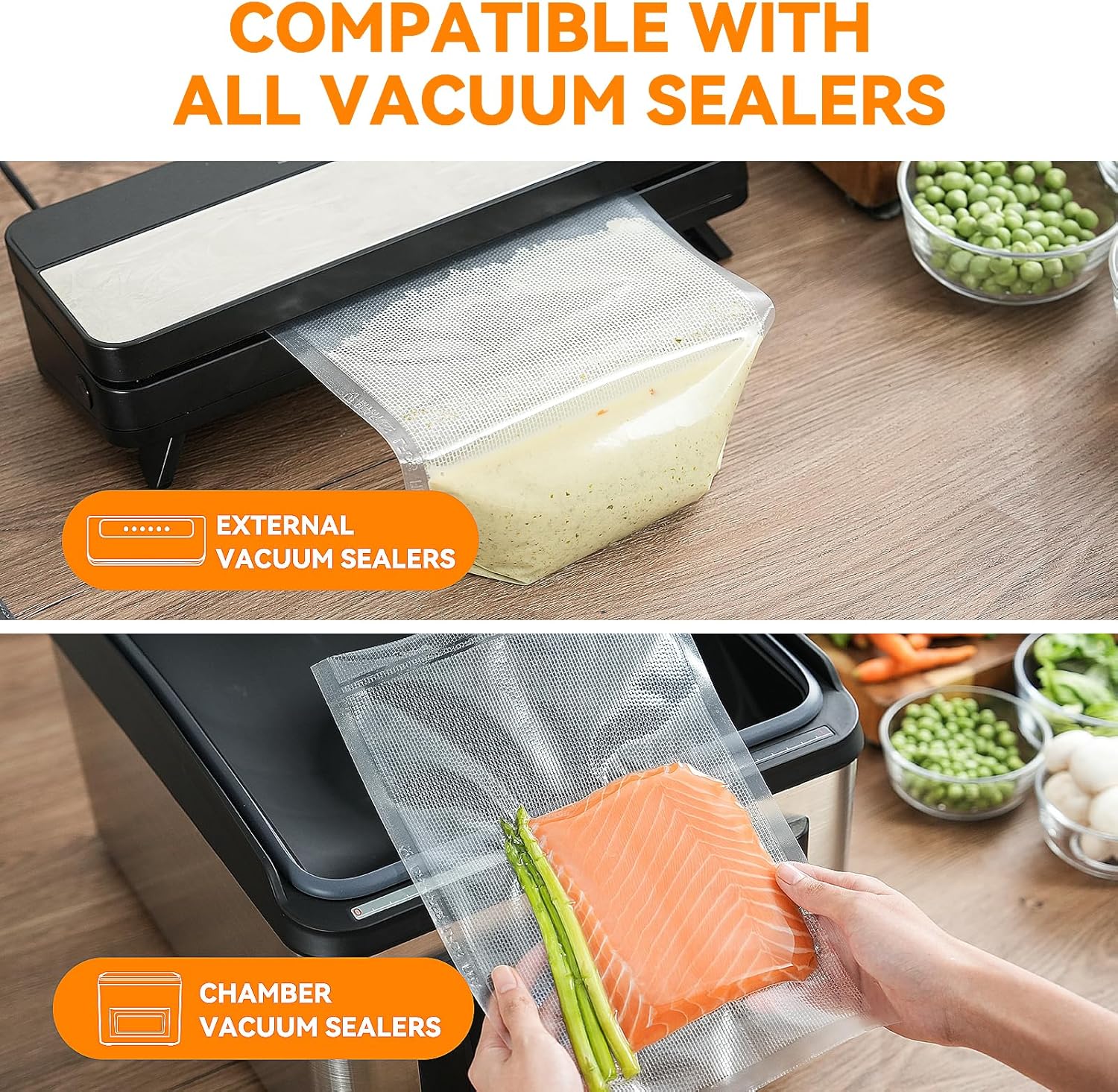 Wevac Vacuum Sealer Bags - Heavy-Duty 50 Count (8" x 12") BPA-Free Food Storage, Puncture-Resistant & Freezer Safe