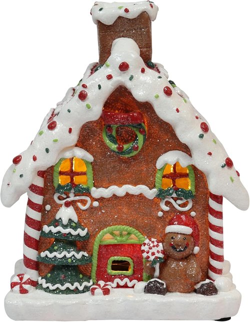 Moments In Time Light Up Gingerbread House - 8.7” Handcrafted Polyresin LED Christmas Decoration