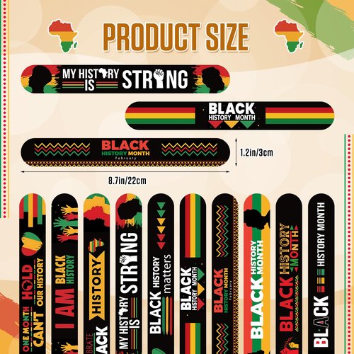 Ouvibor 60 Pcs Black History Month Gift Set Black History Slap Bracelets with Button Pins Blac Historys Slap Bracelets Badges Blac Historys Months Favors for Teen Adult