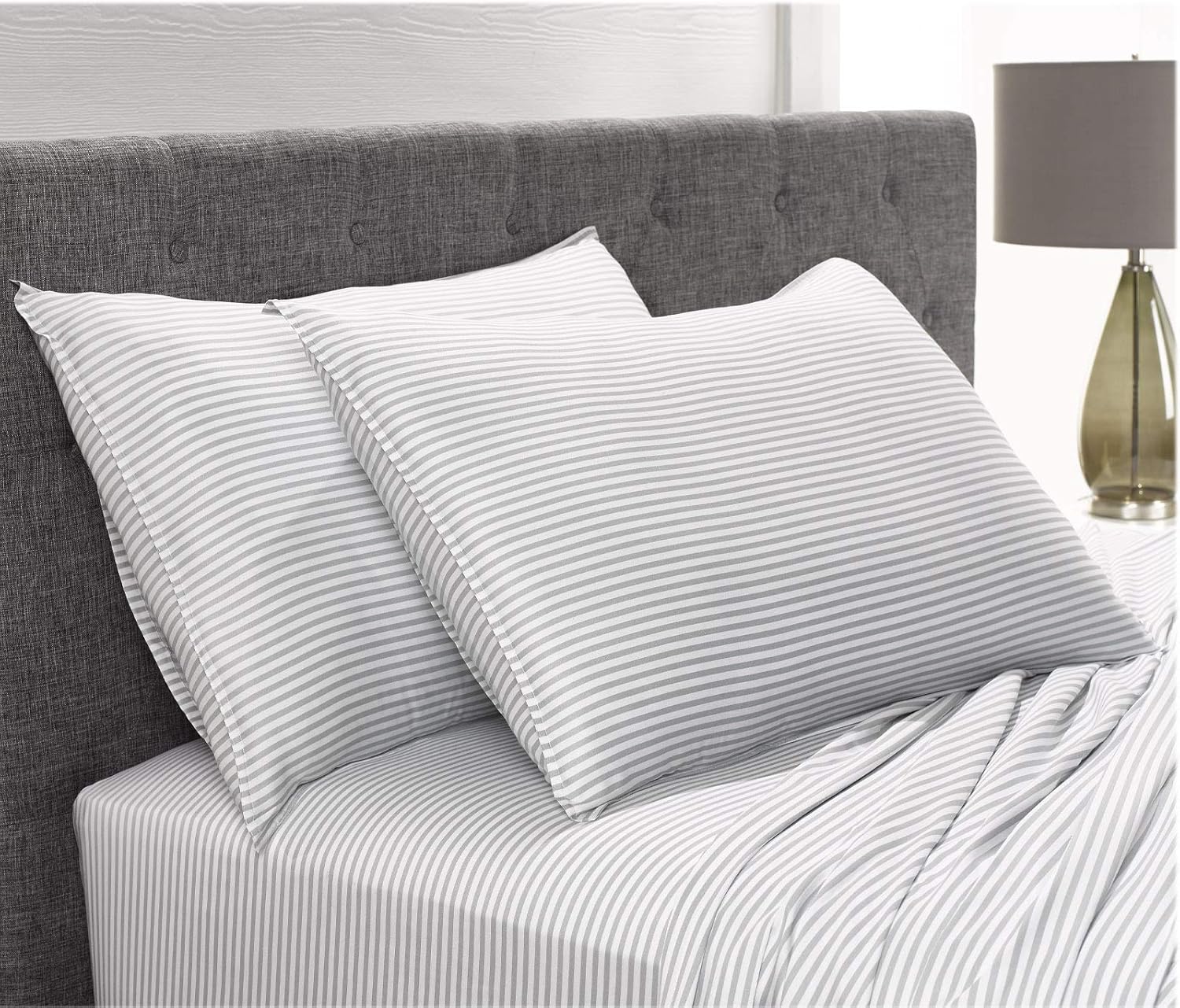 Pure Bamboo Twin Sheets - Luxuriously Soft 100% Organic Viscose Bed Sheet Set | Cooling Stripes with 2-Year Quality Promise