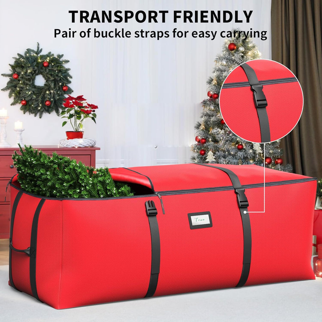 Skiennix Christmas Tree Storage Bag - Waterproof 600D Oxford Fabric with Double Zipper & Buckle Straps | Fits Up to 7.5Ft Trees