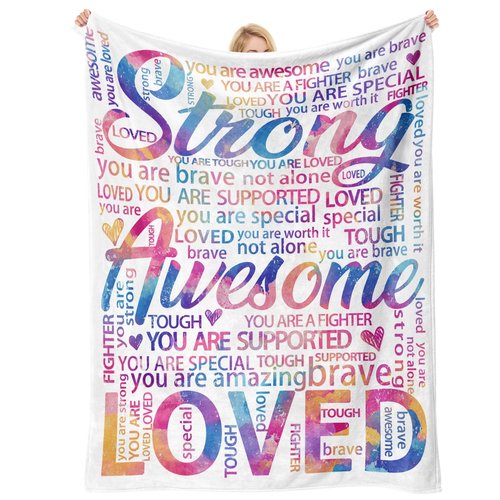 Vibrant Blanket for Women Men - Super Soft Hug Throw for Boys & Girls, Inspirational Get Well Gift After Surgery or Illness, Cancer Care Gifts for Women, Recovery & Healing Blanket 50"x60"