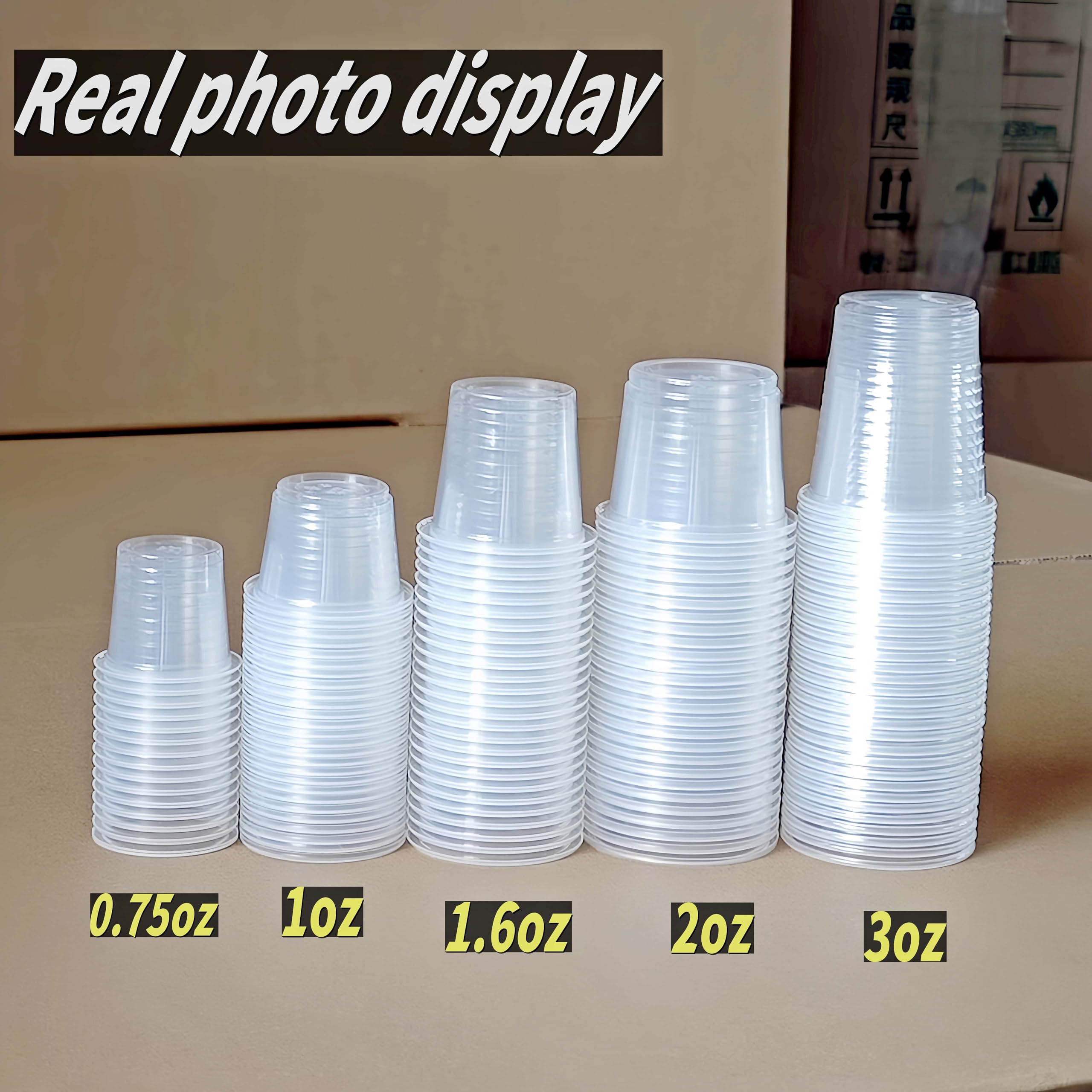 Cynohesta Tiny Disposable Small Plastic Cups Mini Communion Jello Sample Tasting Little Shot Glasses Clear Cup 1 1.5 2 3 oz (500, 1.6OZ)