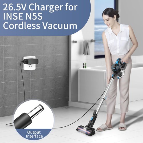 Charger for INSE Cordless Vacuum Cleaner, Replacement Charger Compatible with INSE N5S N5 N500 N550 N560 N570 N6 N6S N600 N650 N660 N670 V70 Cordless Vacuum Cleaner Power Cord
