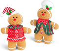 D-FantiX Gingerbread Man Plush Doll Set - 2 Handmade Stuffed Animal Toys for Christmas Decor