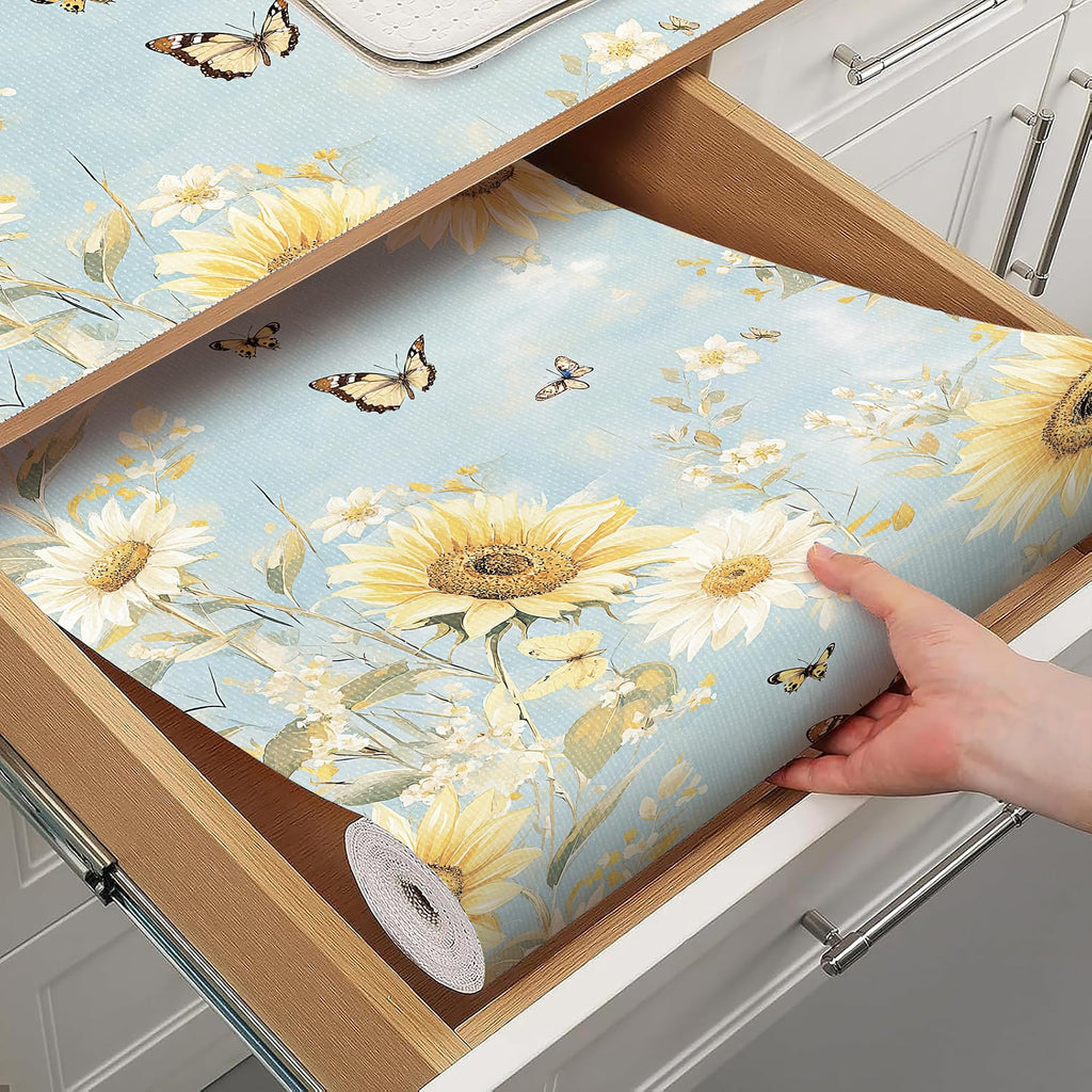 Quttisay Shelf Liner for Kitchen Cabinets Non Adhesive Drawer Liner,Cabinet Liner for Shelves,Non Slip Kitchen Drawer Liners for Dresser,Waterproof Shelf Paper for Refrigerator,Cupboard,12In x 10FT