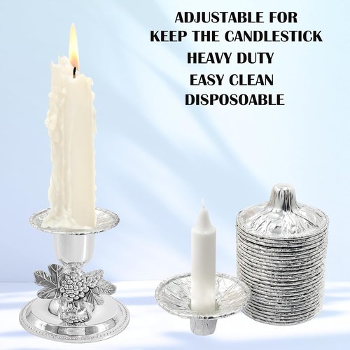 Dreidel Company Extra Heavy Disposable Candle Holders - 100 Pack Aluminum Foil Drip Cups