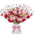 WSTPUPU Valentine's Day Gifts 12 Pack Artifcial Valentine Decorations 17 Inch Valentines Day Pink Picks with Red Tulip Pink Love Heart Berries for Valentine Wedding Anniversary Party Decor