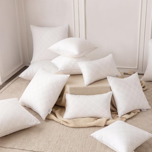 Oubonun 18x18 Inches Pack of 2 Throw Pillows Inserts, White Square Cushion Inner Soft Fluffy Plump Stuffer Pillows Inserts for Sofa Bed Couch