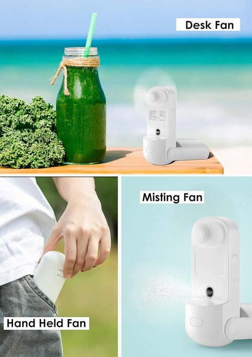 HonHey Handheld Misting Fan - Portable 1500mAh Rechargeable Water Spray Fan | 90° Rotatable, Ideal for Home & Travel