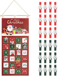 Weysat Christmas Fabric Advent Calendar - Reusable 24-Day Countdown Wall Hanging with Pockets & Clips | Santa Claus Design