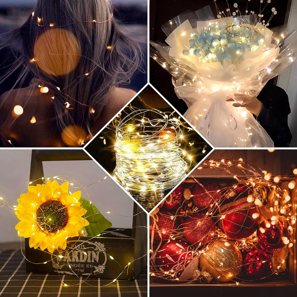Skiennix 12 Pack Fairy Lights - 7Ft 20 LED Twinkle String Lights | Battery Operated & Waterproof for Weddings, Parties, and Home Decor - Warm White