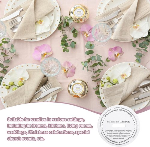 MECCANIXITY 60 Pcs Candle Dust Covers, 5cm/2" Round Printed Translucent Candles Drip Protectors Lid Accessories Letter Pattern for Craft Fragrance Making Jars Boxes Packaging