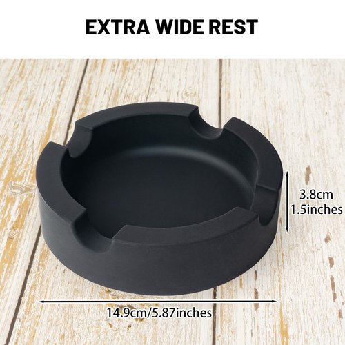 Outdoor Cigar Ashtrays Unbreakable Large Round Ring Gauge Silicone Ashtrays for Patio/Outside/Indoor/Home Decor with 4 Rest Cigar Holder Ash Tray Minimalistic